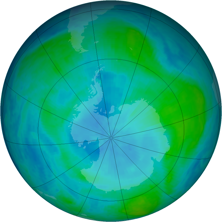 Antarctic ozone map for 11 February 1986